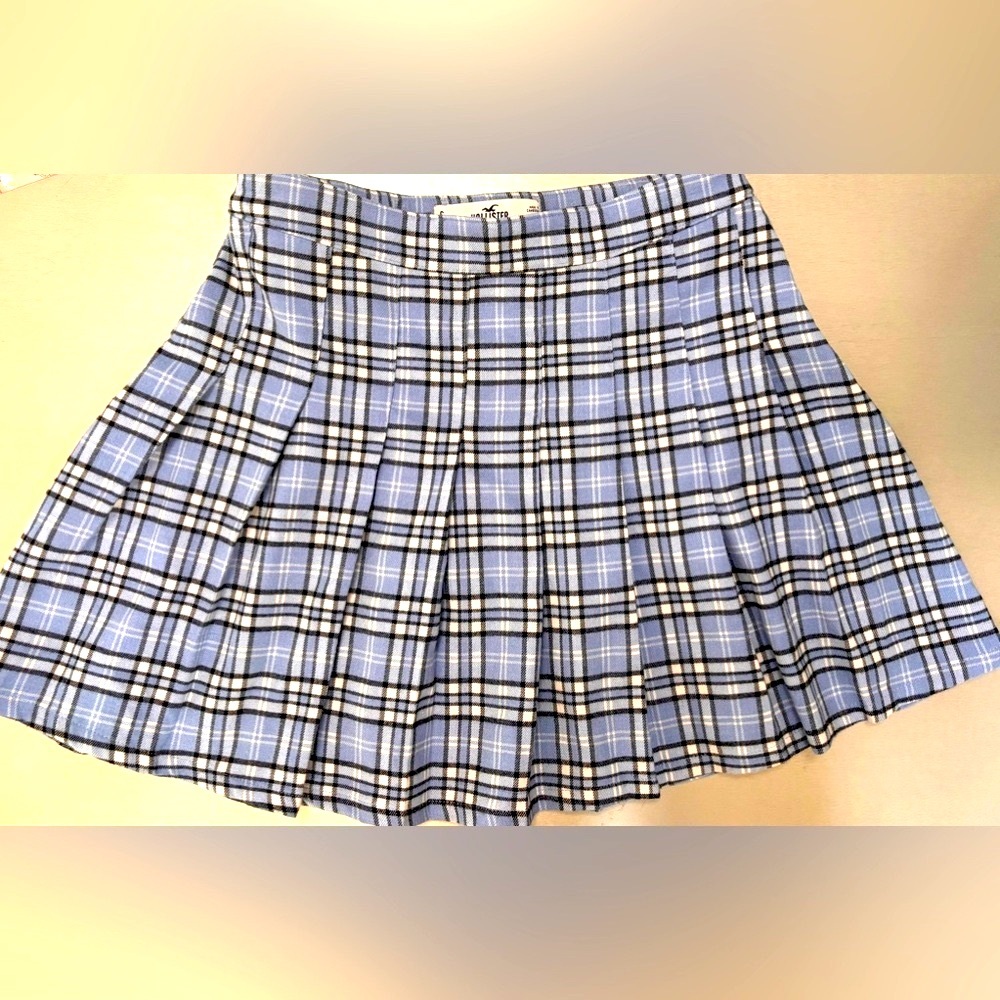 Hollister blue plaid pleated flannel mini skirt S - Picture 9 of 11